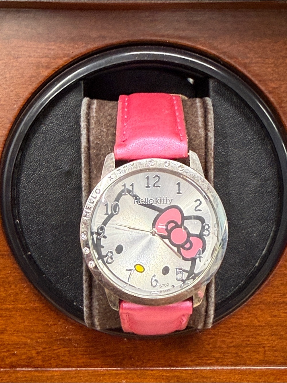 Hello Kitty Silver Dial Watch with Pink Strap